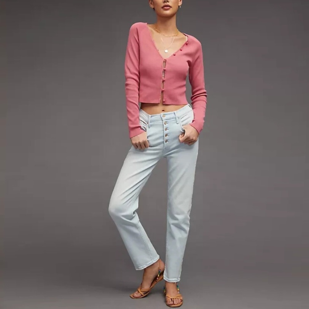 MOTHER Pale Blue High-Rise Straight Jeans